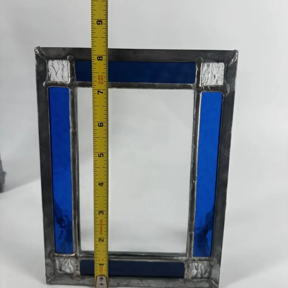 Set Of 2 Blue Stained Glass Geometric Picture 4x6 Frames